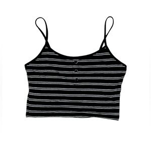 Romwe black and white striped cropped tank top, size medium.